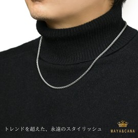 MAYA & CANA Men's Magnetic Necklace, 0.1 inch (3 mm), Silver/Gold/Rainbow, 200MT, Surgical Stainless Steel, Chain, 17.3 - 23.2 inches (44 - 59 cm), Stainless Steel, No Gemstone