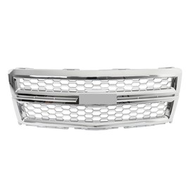 TJHSM Front Grille Bumper Honeycomb Chrome Silver Grill Replacement for 2014 2015 Silverado 1500