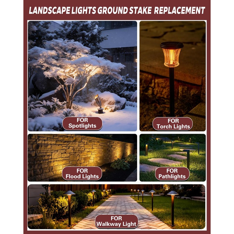10 Pack 8'' Landscape Light Stakes, 1/2" NPT Thread ABS
