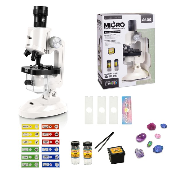 Hesygo Science Kits for Kids Beginner Microscope with LED 100X