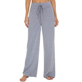 LOCUBE Women's Pajama Pants Loose Comfy Lounge Pants Soft Stretch Wide Leg Drawstring High Waist with Pocket (Grey 2, Small)