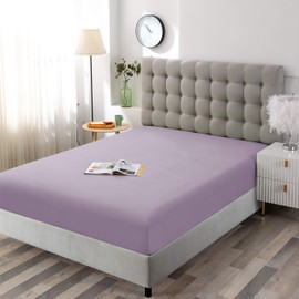 Sfoothome Queen Lavender Fitted Sheet Only, Wrinkle Free - Brushed Microfiber Bed Sheet with Deep Pocket