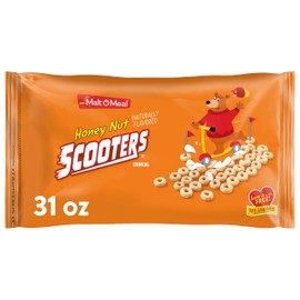 Malt-O-Meal Honey Nut Scooters Breakfast Cereal, Oat Cereal O's with Honey Flavor, Large Cereal for Family, 31 OZ Resealable Cereal Bag