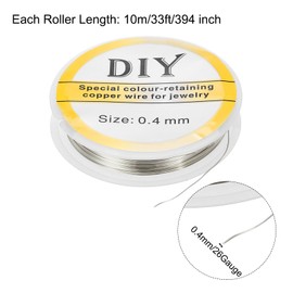 MECCANIXITY 26 Gauge Copper Wire for Jewelry Making, 1 Roll Craft Tarnish Resistant Beading Wire for Jewelry Making Supplies DIY (Silver)-33 FT