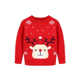 Menglang Traje de Navidad para niños y niñas, suéter de ciervo de Navidad, ropa de invierno, Xmas Deer, 3 Años/4 Años