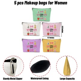 5 Pack Cute Funny Bow Animal Goose Lover Goose Gifts Makeup Bag, Travel Essentials Cosmetic Bags for Women, Leader Mom Coworker Friend Toiletry Bag Girls Trip Birthday Christmas Bachelorette Party