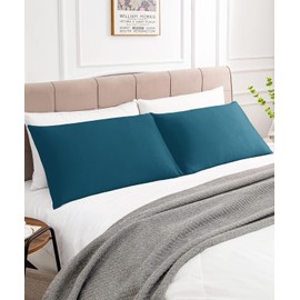 Warmstar Dark Teal Cotton Pillow Cases 2 Pack, 600 Thread Count Soft Pillowcases Breathable,Satin Weave Long Staple Cotton Pillow Case Hotel Quality Hypoallergenic with Envelope Closure,50 X 75 CM
