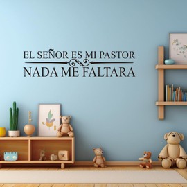 The Lord is My Shepherd - El Señor ES Mi Pastor: Christian-Spanish Quote Wall Sticker - Inspiring Bedroom Decor God Wall Decal (Black-JZY134-Nada)