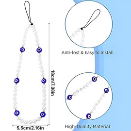 UZEXYO Beaded Phone Charm,Cell Phone String Strap,Evil Eye Beaded Lanyard Wrist Strap Gemstone Phone Charm Handmade Phone Chain Strap Keychain