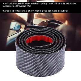 KIMISS Car Stickers, Universal Carbon Fiber Rubber Styling Door Sill Guards Car Door Sill Guards Protector for Most Cars, Trucks, SUV(5X100 CM)