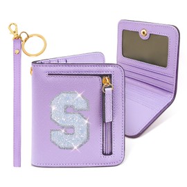 COSHAYSOO Initial RFID Wallet Small Monogrammed Letter Easter Gifts for Preteen Tween Teen Girls Age 5 6 7 8 9 10 11 12 13 14 15 Year Old Preppy Cute Girly Stuff Travel Things Purple S