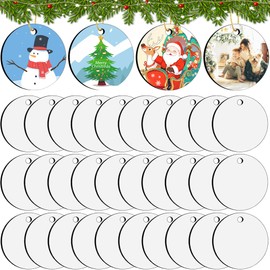 Morledoa Sublimation Ornament Blanks, 30Pcs Sublimation Blanks Bulk, Sublimation Blanks for Christmas Tree Décor, DIY Christmas Ornaments for Crafts (2.76 inches)