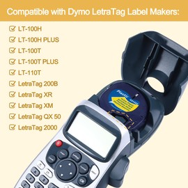 MarkField Compatible Labels Tape Replacement for Dymo Letratag Plastic Yellow Tape Recharge 91202 S0721650 Work for Letratag Band LT-100H LT-100T LT-110T QX50 XR XM 2000 Plus, 12mm x 4m, 5-Pack