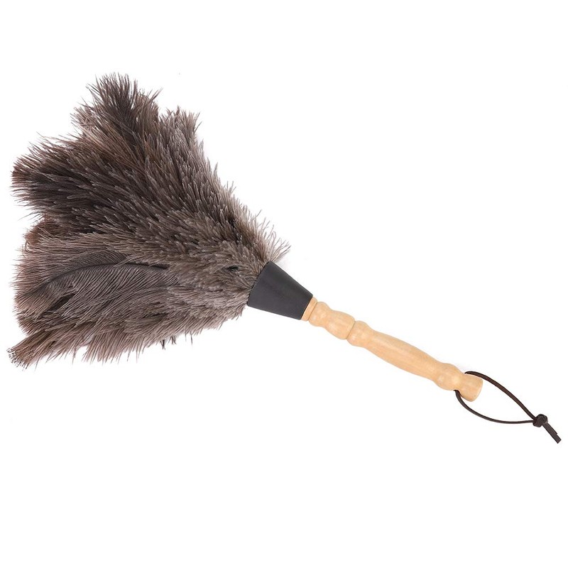 34cm Ostrich Feather Duster Reusable Wooden Handle Dust Removal Anti