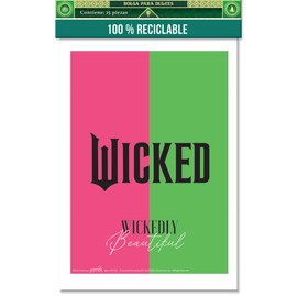 GRANMARK Bolsas para dulces fiesta temática de WICKED, (50 pzas), plástico, Bolsitas dulceras, Bolsitas para recuerdos de fiesta, Artículos para fiesta temática WICKED, 100% Reciclable