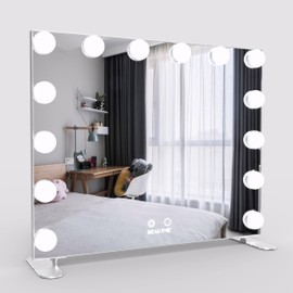 Nitin Lighted Vanity Mirror with Touch Control Design, Hollywood Makeup Mirrors with Lights, Tabletop or Wall Mounted Vanity Mirrors (Silver)