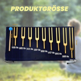 Dreld 9 Pieces Solfeggio Tuning Fork Set Chakra Tuning Fork with Silicone Hammer Bag 174Hz, 285Hz, 396Hz, 417Hz, 528Hz, 639Hz, 741Hz, 852Hz, 963Hz, for DNA Repair Healing Sound Therapy (Golden)