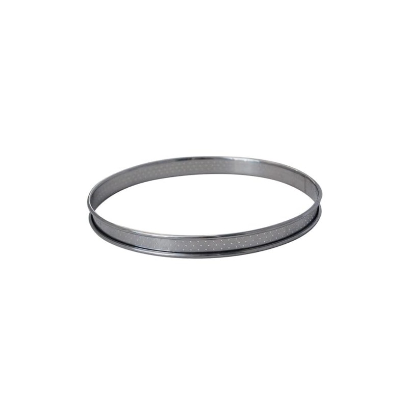 De Buyer Stainless Steel Round Tart Ring with Perforated Rounded-Off