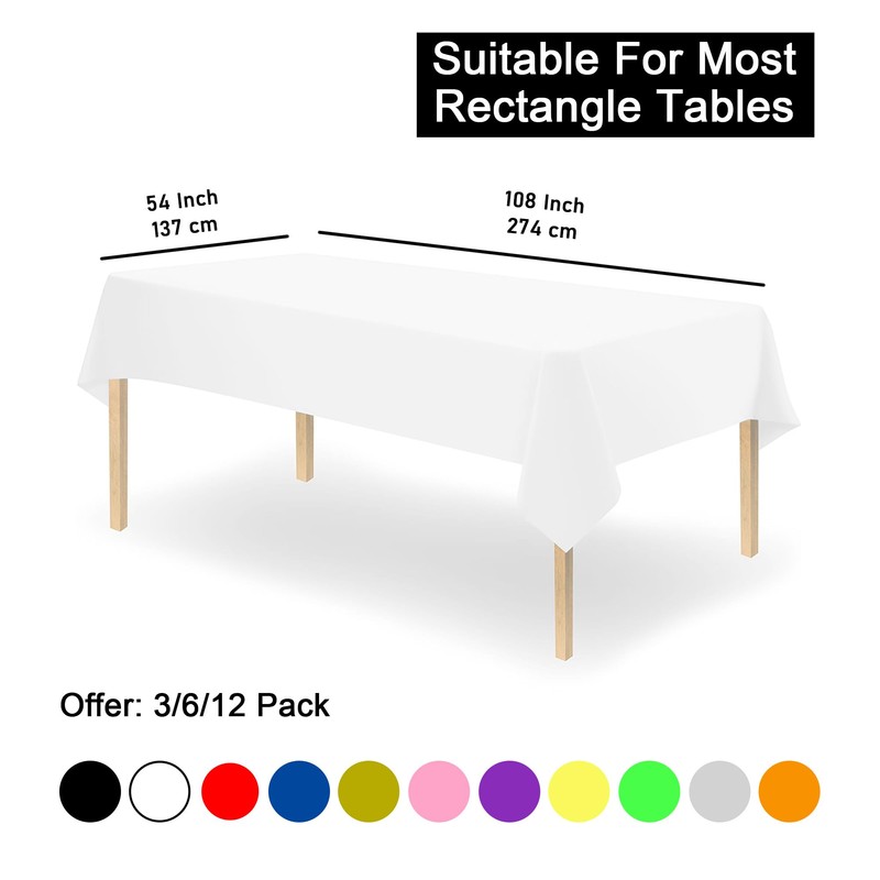 D&Z White Disposable Plastic Tablecloth for Rectangle Tables - 6