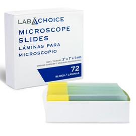 LabChoice Microscope Slides - Super Grade Green Glass Construction - Corner Grounded, 3"x 1" (25mm x 75mm x 1mm), Frosted Yellow - Box of 72 Slides