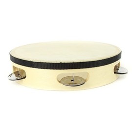 Westco Educational Products Wood Tambourine with Head, 8 Inches, Natural