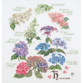 Thea Gouverneur - Kreuzstich-Set - Hortensien-Panel - Aida - 16 Count - Für Erwachsene - 3067A