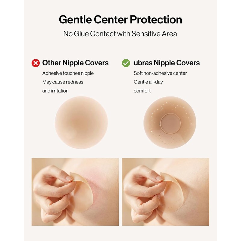 Ubras - Fundas para pezones para mujer, reutilizable, transpirable, invisible,