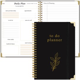 To Do List Notebook - Aesthetic Daily Planner to Easily Organize Your Tasks And Boost Productivity - Undated Planner for School or Office Supplies, 5.8" x 8.5", Black