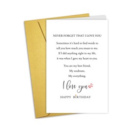 Nchigedy Romantic Birthday Card for Husband Wife, Love Poem Birthday Card for Him Her, Heartfelt Birthday Card for Girlfriend Boyfriend, Never Forget That I Love You