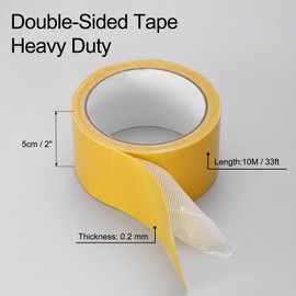 uxcell Double Sided Fabric Tape 2 Inch x 33 Ft Removable Strong Sticky Mesh Tape, Multifunctional Two Sides Stick Mounting Tape for Fix Carpet Wall Decor, (Yellow)