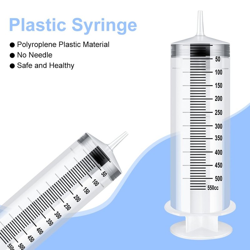 OFFCUP Large Syringe 500 ml, Plastic Syringe with 2 Hoses