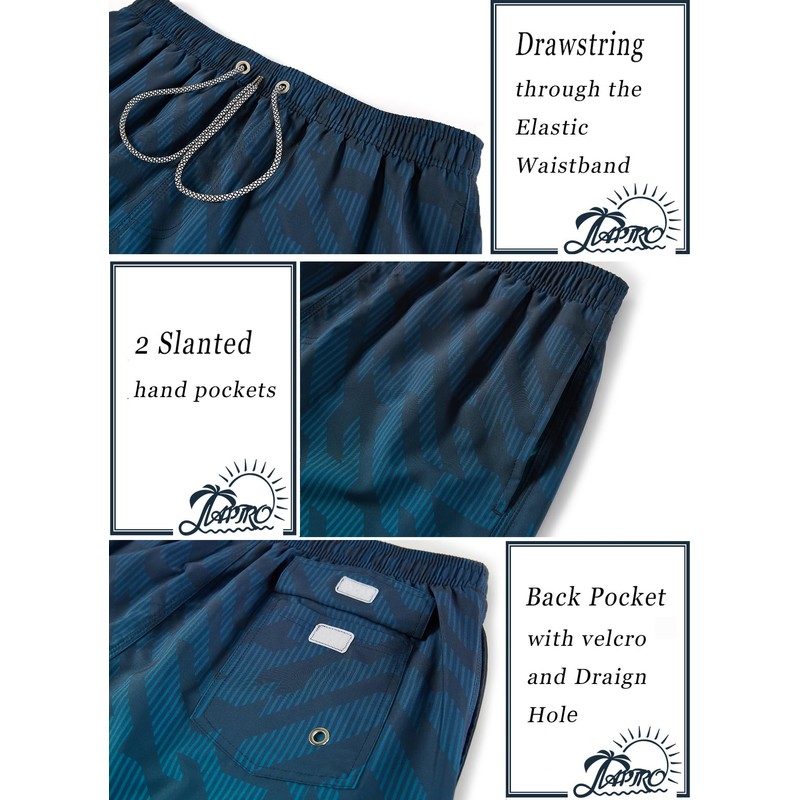 APTRO Men's Swimming Trunks, Long Swimming Shorts, Quick-Drying Board Shorts,