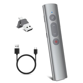 Presentation Clickers for PowerPoint Presentations, [Aluminum Alloy] + [2 in 1 USB C/A] PowerPoint Clicker Wireless Presenter, Presentation Pointer PPT Slide Remote Control Clicker for Mac, Computer