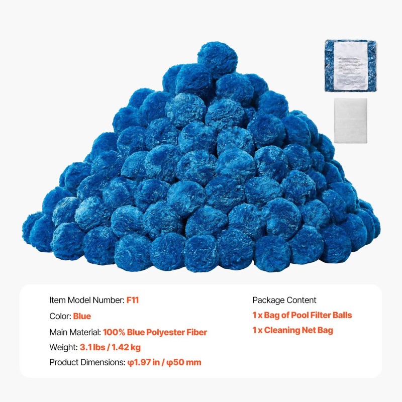 Reusable Blue Polyester Fiber Filter Media 3.1 Lbs Pool Sand
