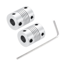 QUARKZMAN Pack of 2 4 mm to 8 mm Aluminium Alloy Shaft Coupling L25 x D19 Flexible Clutch Beam Stepper Motor Joint Connector for 3D Printer CNC Machine DIY Encoder, Motor Shaft, Silver