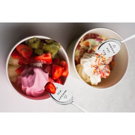 His and Hers Ice Cream Spoons Set of 2 Boyfriend Girlfriend Birthday Valentines Gifts for Husband Wife Engraved Spoon for Couples Anniversary Christmas Presents for Him Her