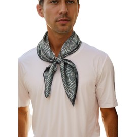Prettystern 100% Silk Women's Men's Paisley Silk Scarf Summer Silk Neckerchief, 12 Gray Geometric