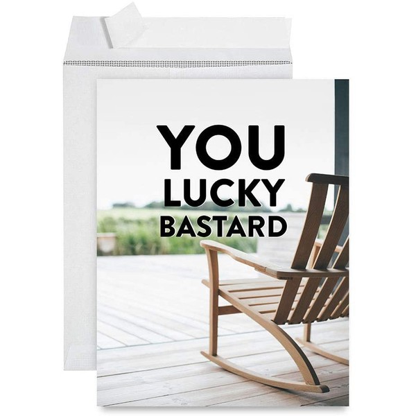 Andaz Press Funny Jumbo Retirement Card With Envelope 8.5 x 11 inch, Greeting Card, You Lucky Bastard