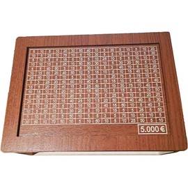 LATRAT Wooden Money Box with Counter, Piggy Bank with Marker, Reusable Holiday Fund Money Box for Notes for Adults and Children, Dark Brown (5000)