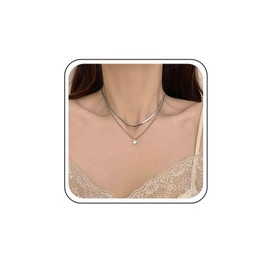 Xmsrn Vintage Geschichteten Kristall Anhänger Halskette Kristall Punkt Choker Halskette Strass Cz Halskette Silber Punk Schlange Kette Halskette Für Frauen