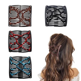 KUMSODE 4 Stück Magischer Haarkämme, Damen Haarkämme, Elastische Haarkämme, Haarspange Haarkamm, Elegante Haarkamm-Clips, Dehnbare Haarspange Haarkamm, für Dicke Dünne Haare DIY Damen Mädchen