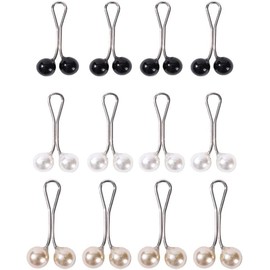 12Pcs Multicolor Headscarf Pearl Pins Clips U Shape Hijab Scarf Lady Muslim Scarf Shawl Clips Scarf Brooches Pin Jewelry Accessories, Jewelry (Black&White&Gold)