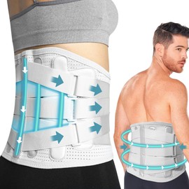Kidney Belt for Men and Women with Aluminium Support and Waist Support Plate, Lumbar Support with Double Adjustment and Abdominal Pressure, Relieves Sciatica and Discomfort (M)