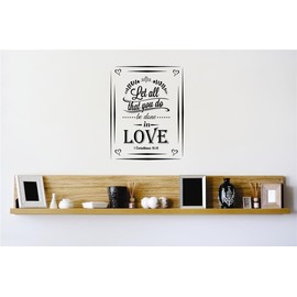 Design With Vinyl Let All That You Do Be Done in Love Artwork Love 1 Corinthians 16:14 Bible Wall Decal for Family - Jesus Christ God's Love Themed Décor - Size: 18 in x 18 in