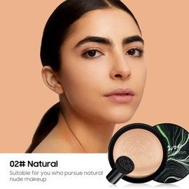 Mushroom Head Air Cushion CC Cream - BB Cream Foundation Makeup Moisturizing Concealer Long Lasting Waterproof With Powder Puff, Even Skin Tone (Natural, Pack of 1)