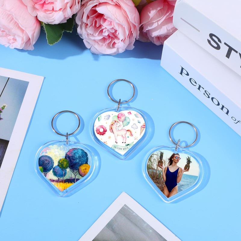 MTLEE 150 Pcs Photo Insert Keychain Clear Acrylic Picture Keychains