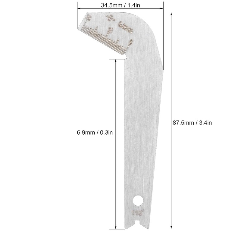 Walfront 2Pcs Drill Bit Angle 118 Degree Metal Blade Measurement