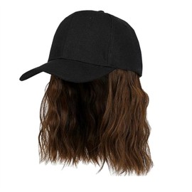 Wig with Hat, Wig Hat, Cap, Curly Hair, Full Wig, Integrated Type, Stylish, Natural, Convenient, Hairstyle, Sun Protection (Light Brown)