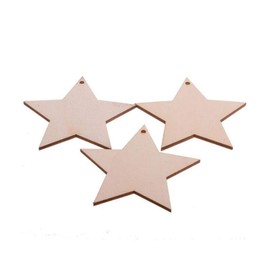 VOANZO 10 PCS Party Birthday Decoration Wooden Christmas Hanging Shaped Pendants for DIY Wood Crafts Christmas Decoration, Christmas Tree Ornaments with Strings (Five-pointed Star)