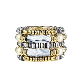 Pingyongchang Bamboo Tube Bangles Bracelet for Women Chunky Stacking Acrylic Polymer Clay Bracelets Colorful Beads Stretchable Friendship Bracelets for Women Bestfriends Couple Gifts Jewelry-A